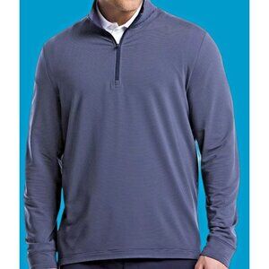 Ben Hogan Men’s Feeder Stripe Golf Mock Neck NAVY Quarter Zip SIZE XL 40-42 NEW